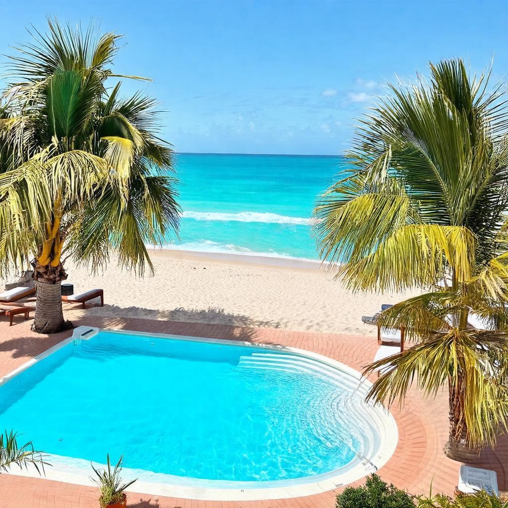 khu ho boi va bai bien rieng cua sea lion beach resort va spa o mui ne